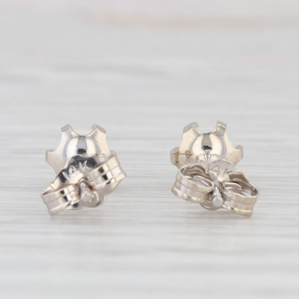 Light Gray Cultured Pearl Solitaire Stud Earrings 14k White Gold