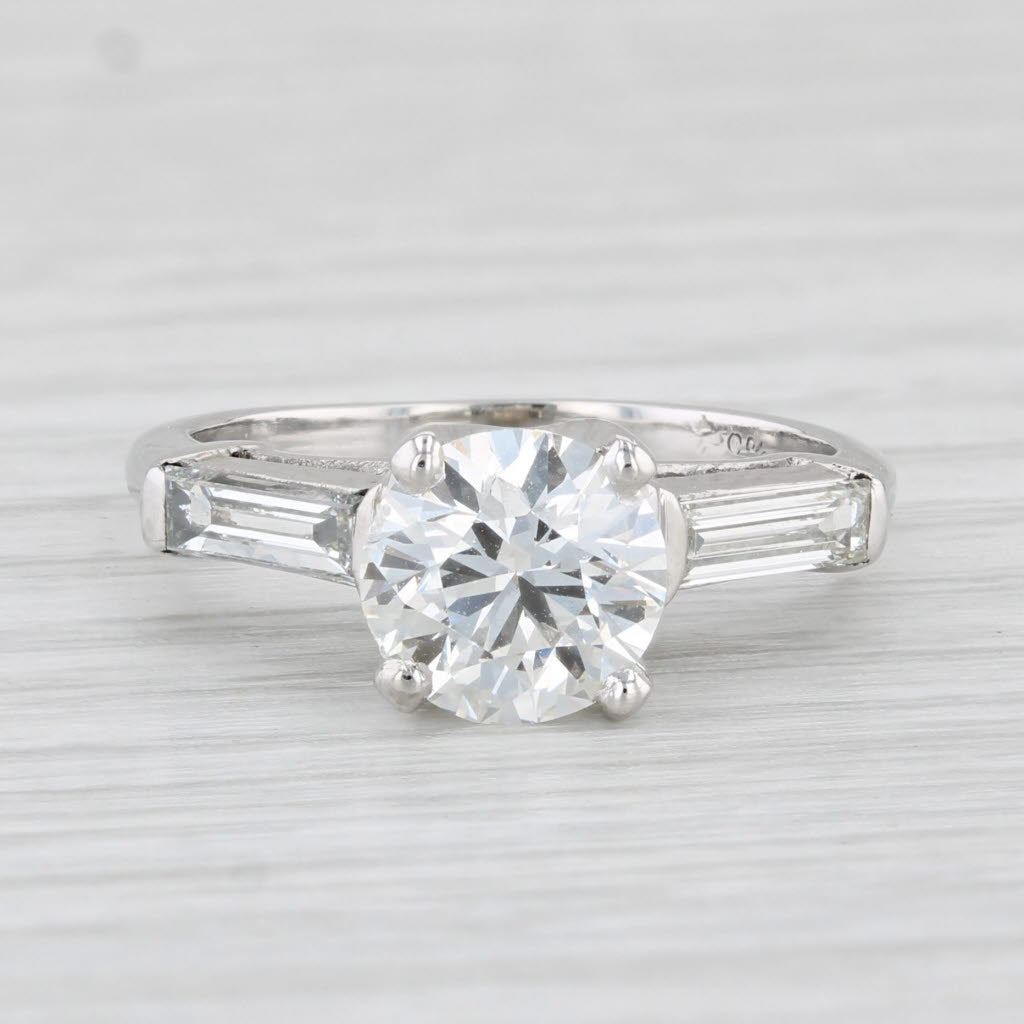 Light Gray Vintage 2.15ctw Round Diamond Engagement Ring Platinum Size 6 GIA