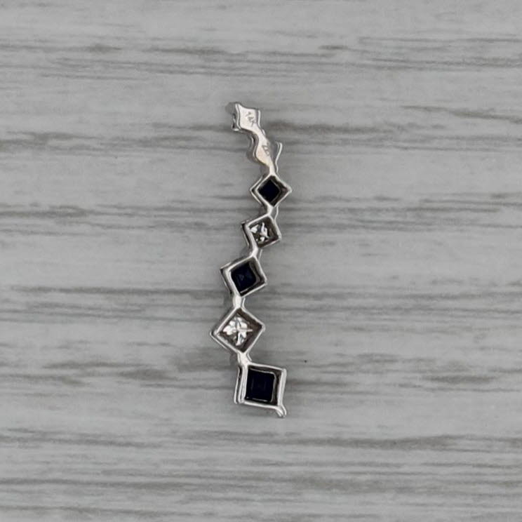 0.56ctw Blue Sapphire Diamond Journey Pendant 14k White Gold Floating Drop