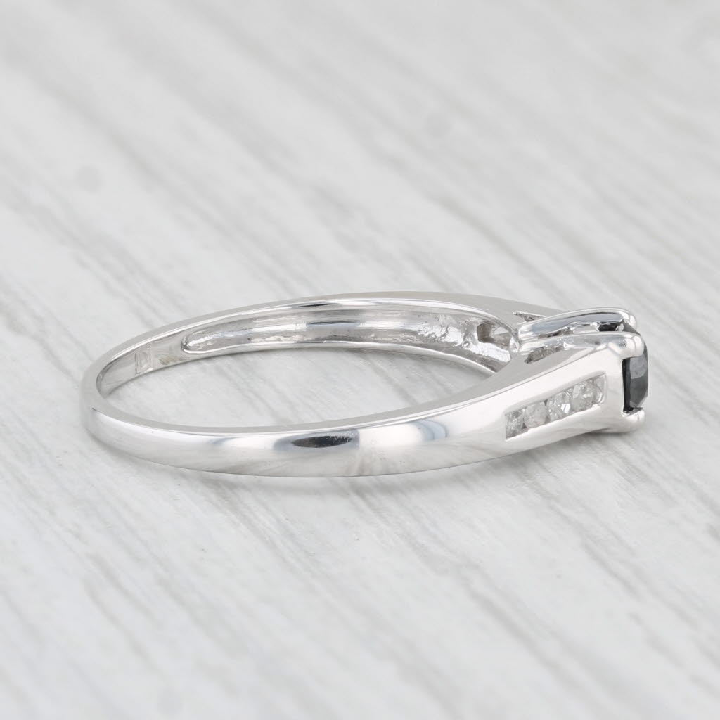 Light Gray 0.33ctw Black White Diamond Ring 10k White Gold Size 7.25 Engagement