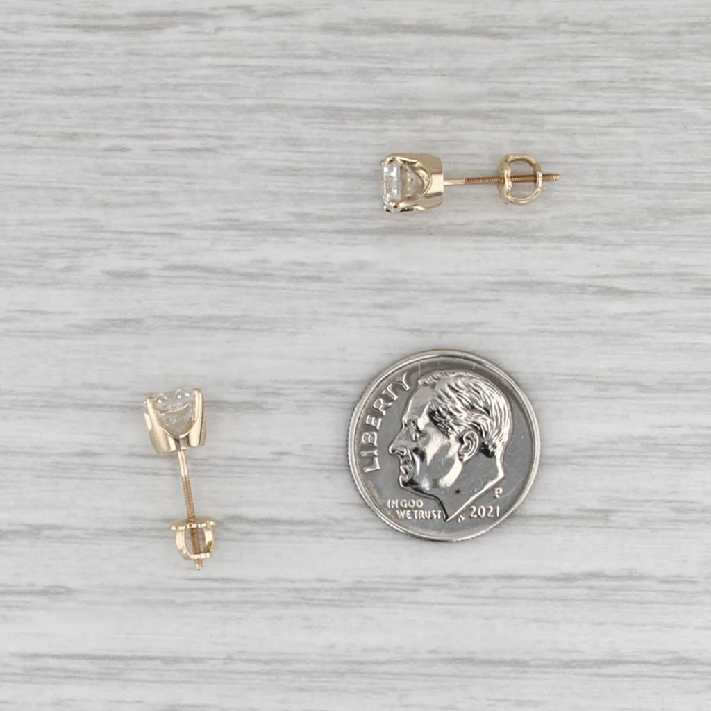 1.38ctw Diamond Stud Earrings 14k Yellow Gold Round Solitaire Studs