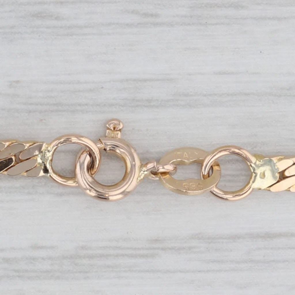 Light Gray Cuban Curb Link Chain Necklace 14k Yellow Gold Italy 18.5" 2.8mm