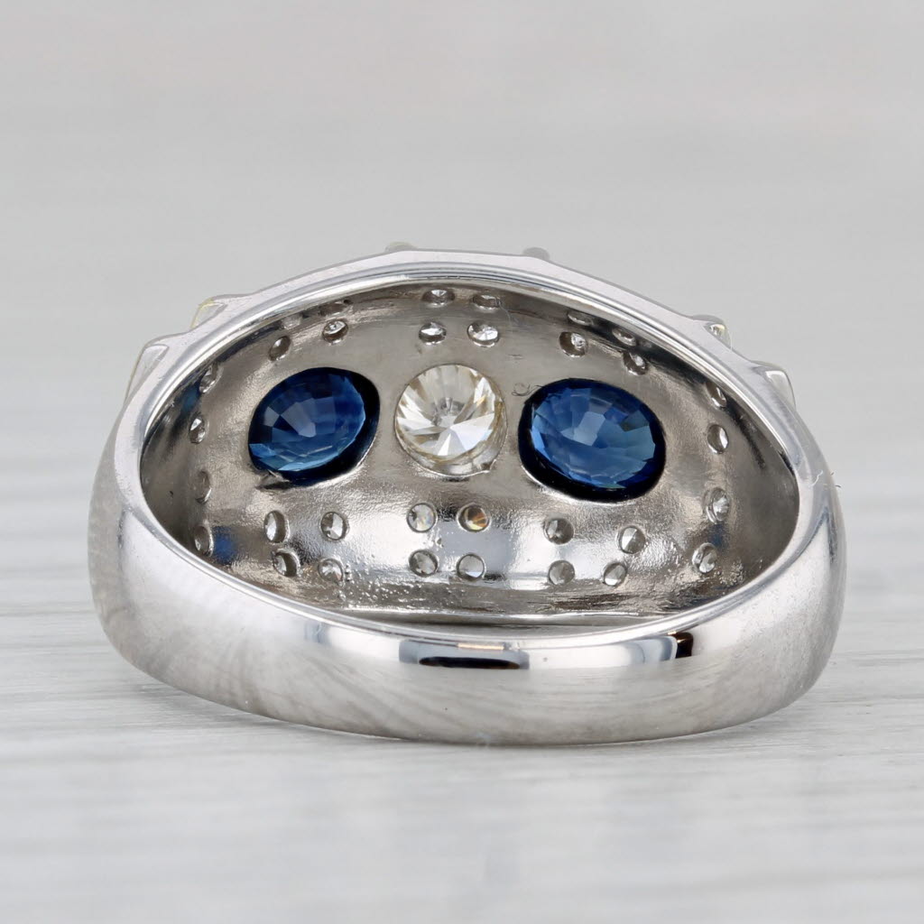 Gray 1.43ctw Blue Sapphire Diamond Ring 14k White Gold Size 7.75