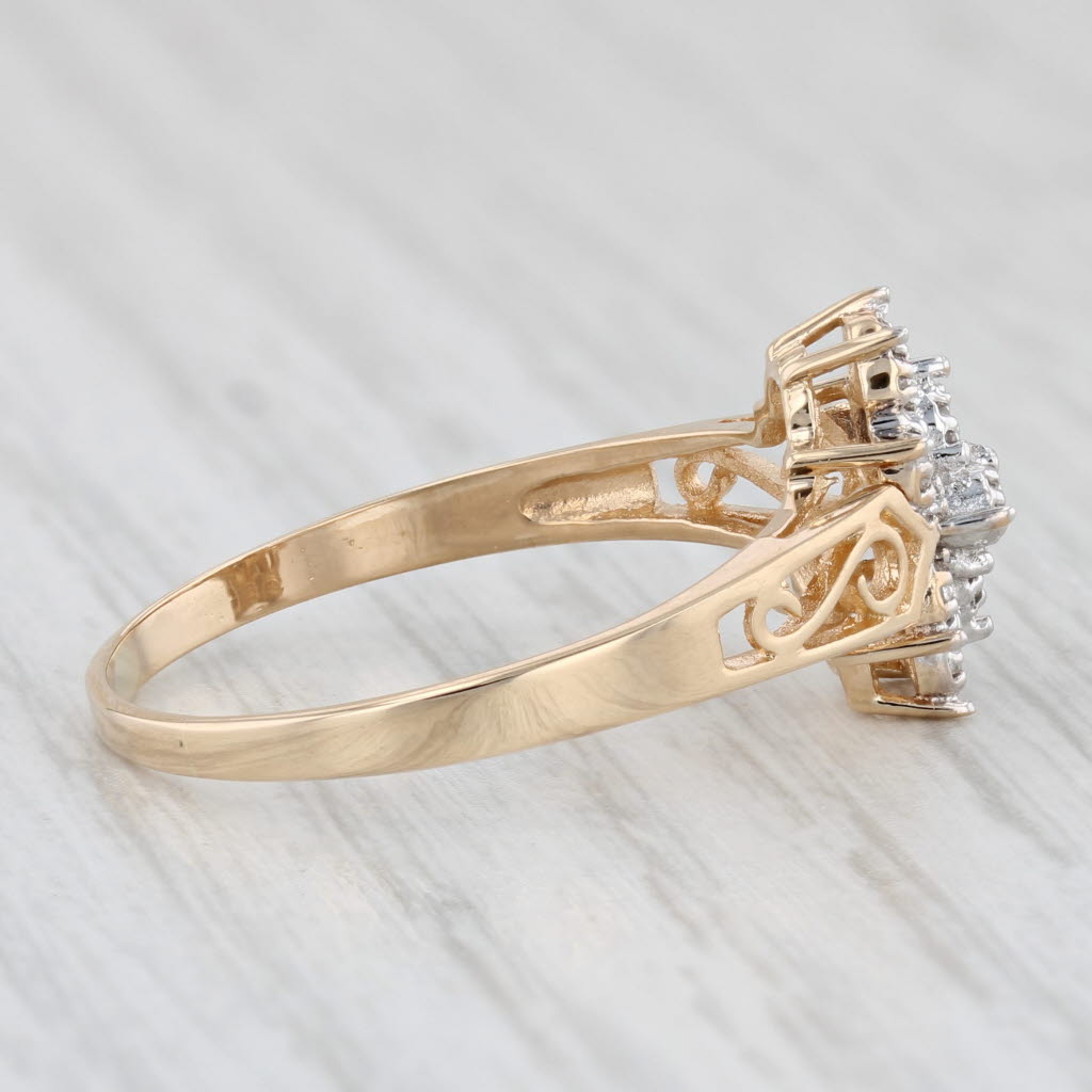 Light Gray 0.35ctw diamond Cluster Ring 14k Yellow Gold Size 9.5 Engagement