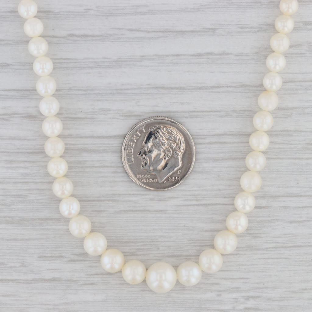 Gray Vintage Graduated Cultured Pearl Strand Necklace 14k Gold Clasp 17.5"