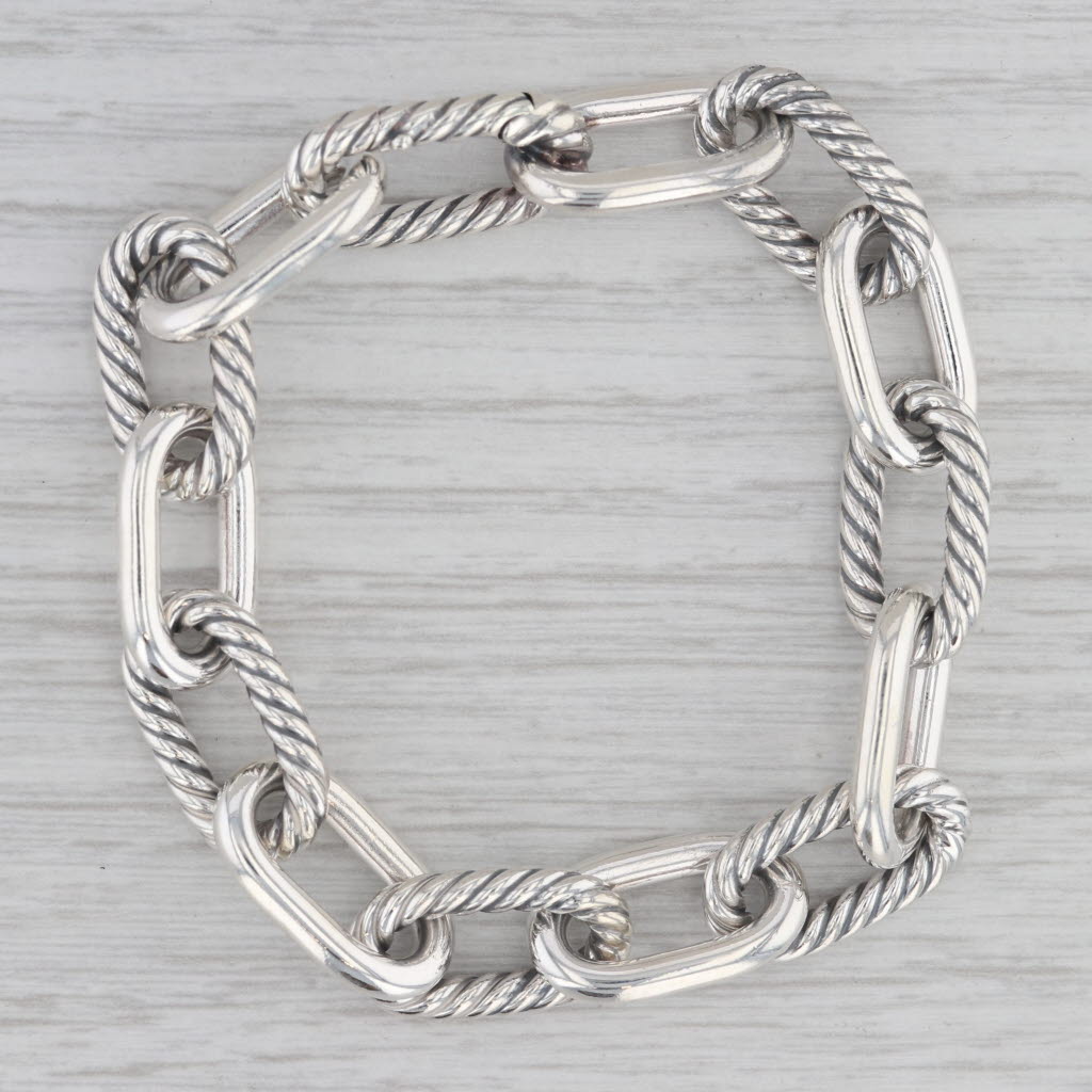 Gray David Yurman Cable Link Bracelet Sterling Silver 7" 11mm