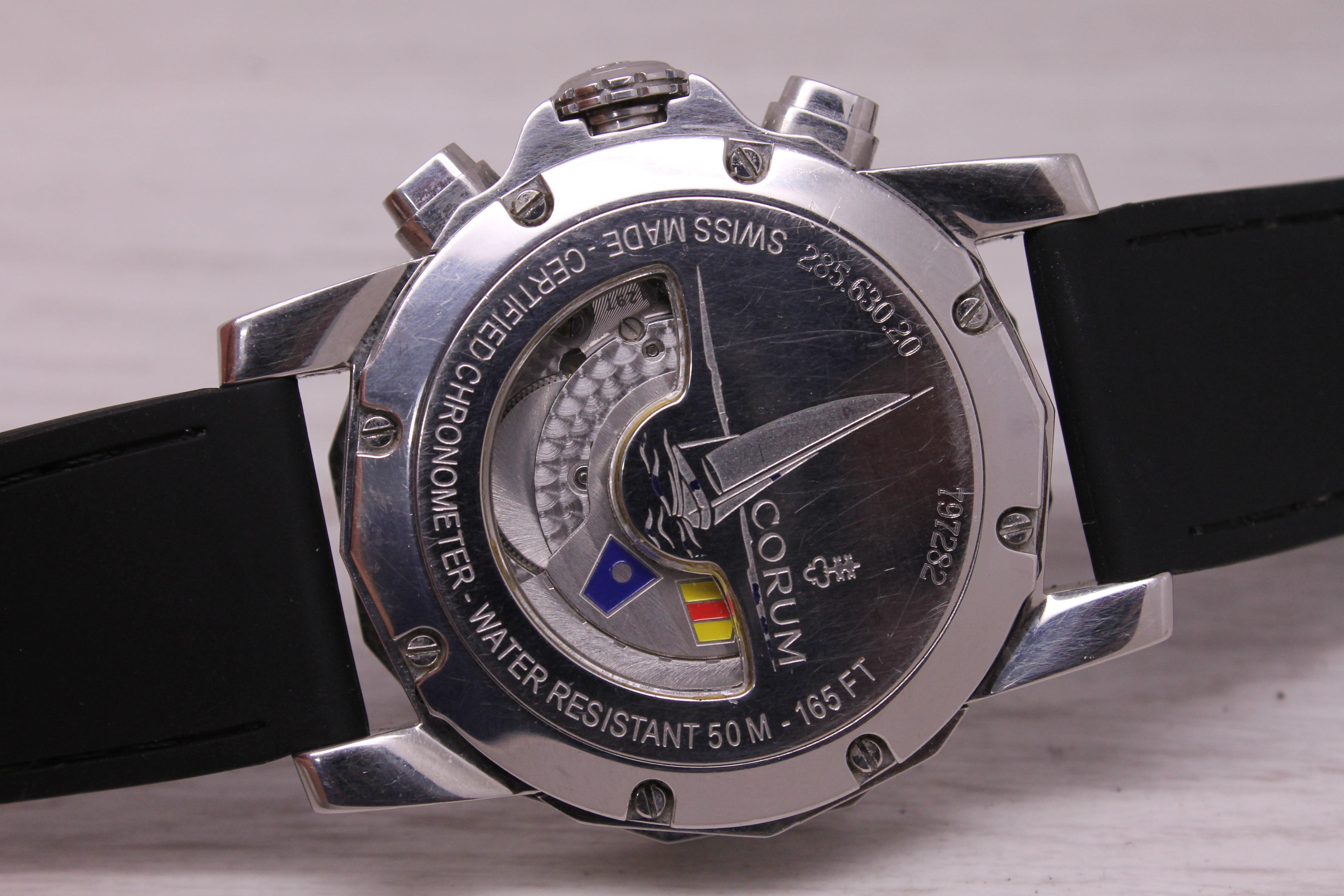 Corum Admirals Cup 285.630.20 Mens Steel 44mm Automatic Chronograph Watch