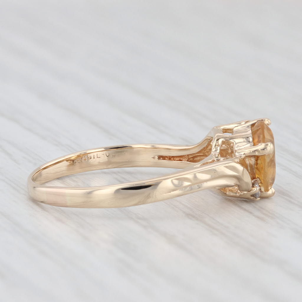 Light Gray 1.11ctw Oval Citrine Diamond Bypass Ring 10k Yellow Gold Size 8