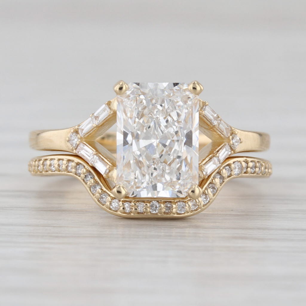 1.92ctw IGI Lab Created Diamond Engagement Ring Wedding Band Bridal Set 14k Gold