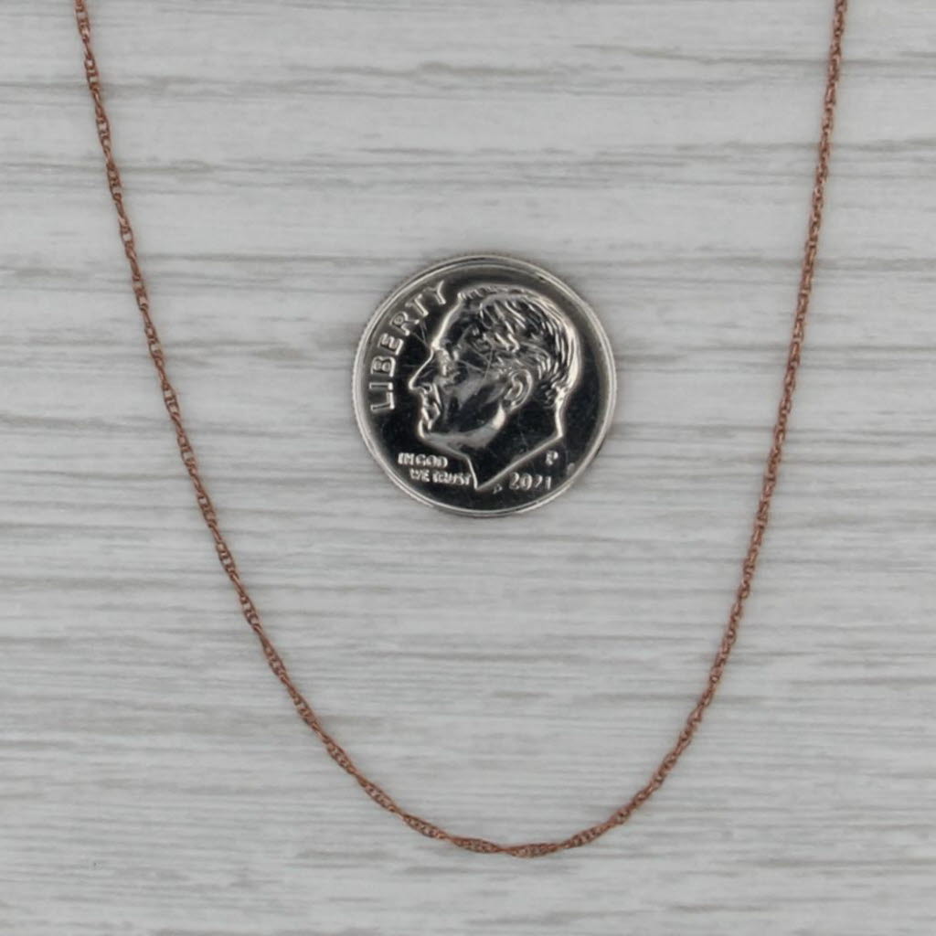 18" 18k Rose Gold Necklace 0.8mm Fine Rope Chain