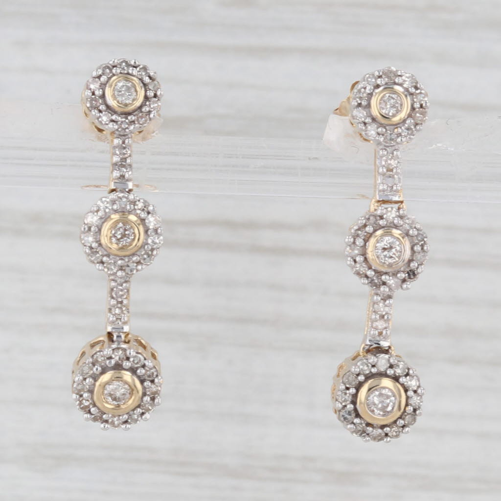 Light Gray 0.40ctw Diamond Journey Drop Earrings 14k Yellow Gold