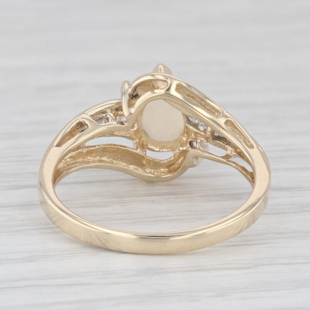 Light Gray Pear Opal Diamond Ring 10k Yellow Gold Size 7.25