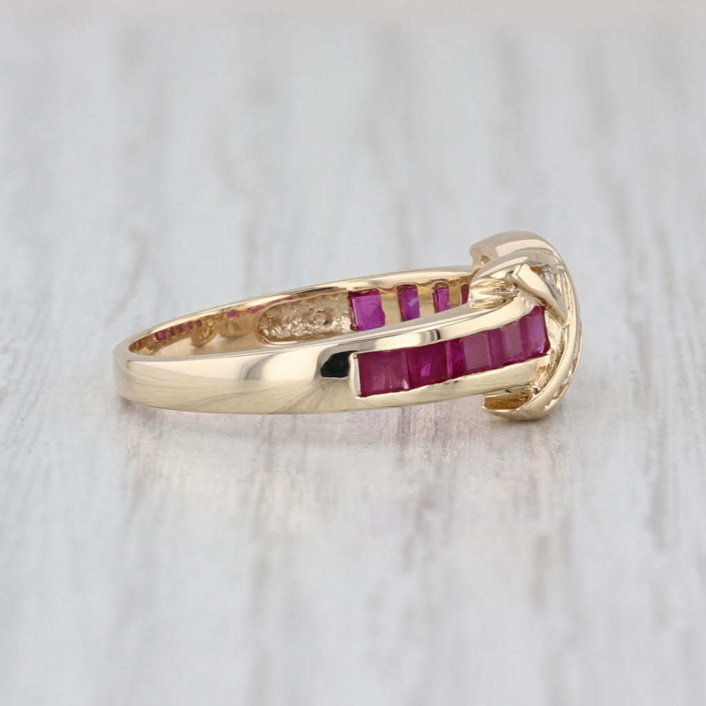 1ctw Ruby Diamond X Ring 14k Yellow Gold Size 6.75