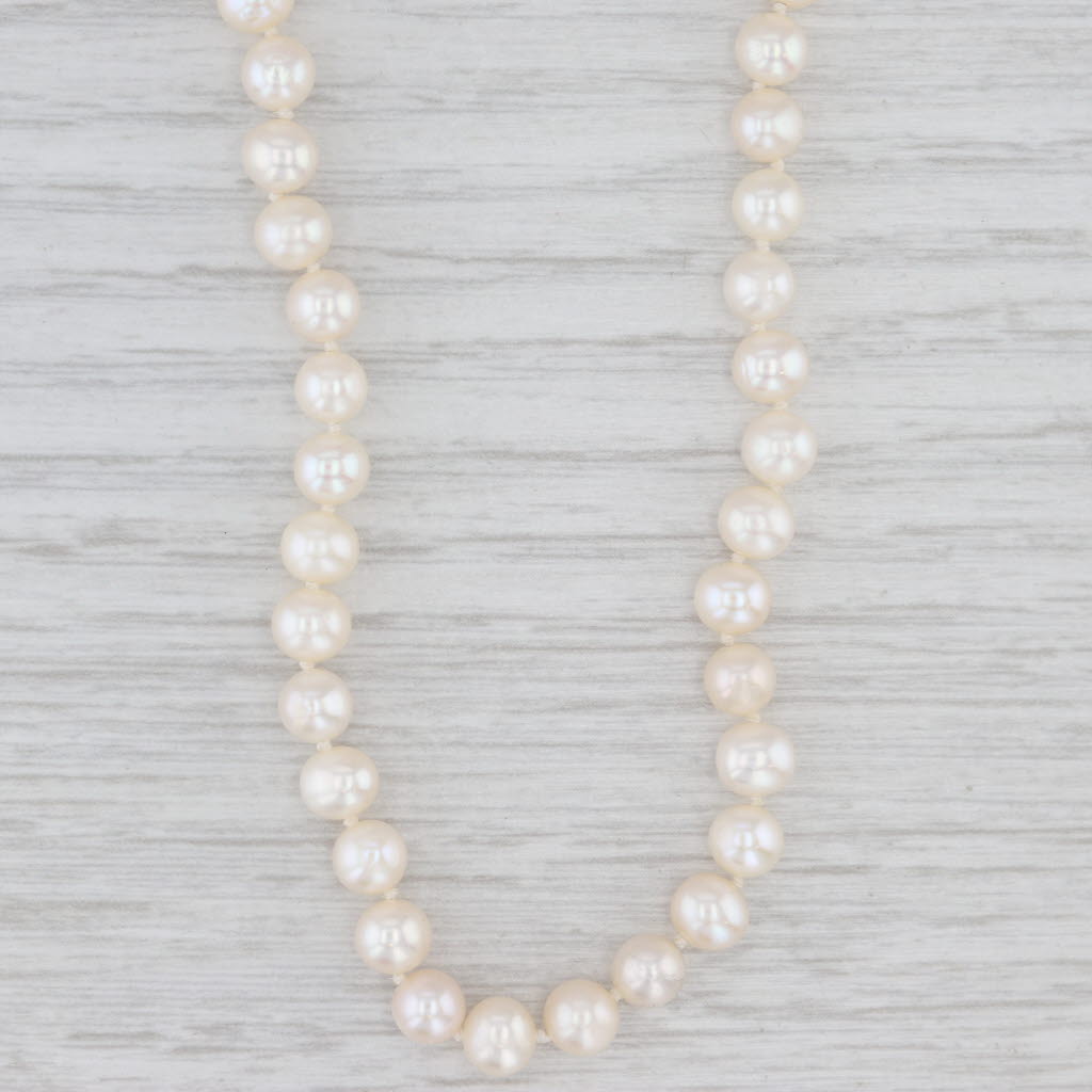 18.75" Cultured Pearl Necklace 10k Gold Clasp 4.7-5.6mm Graduated Single Strand