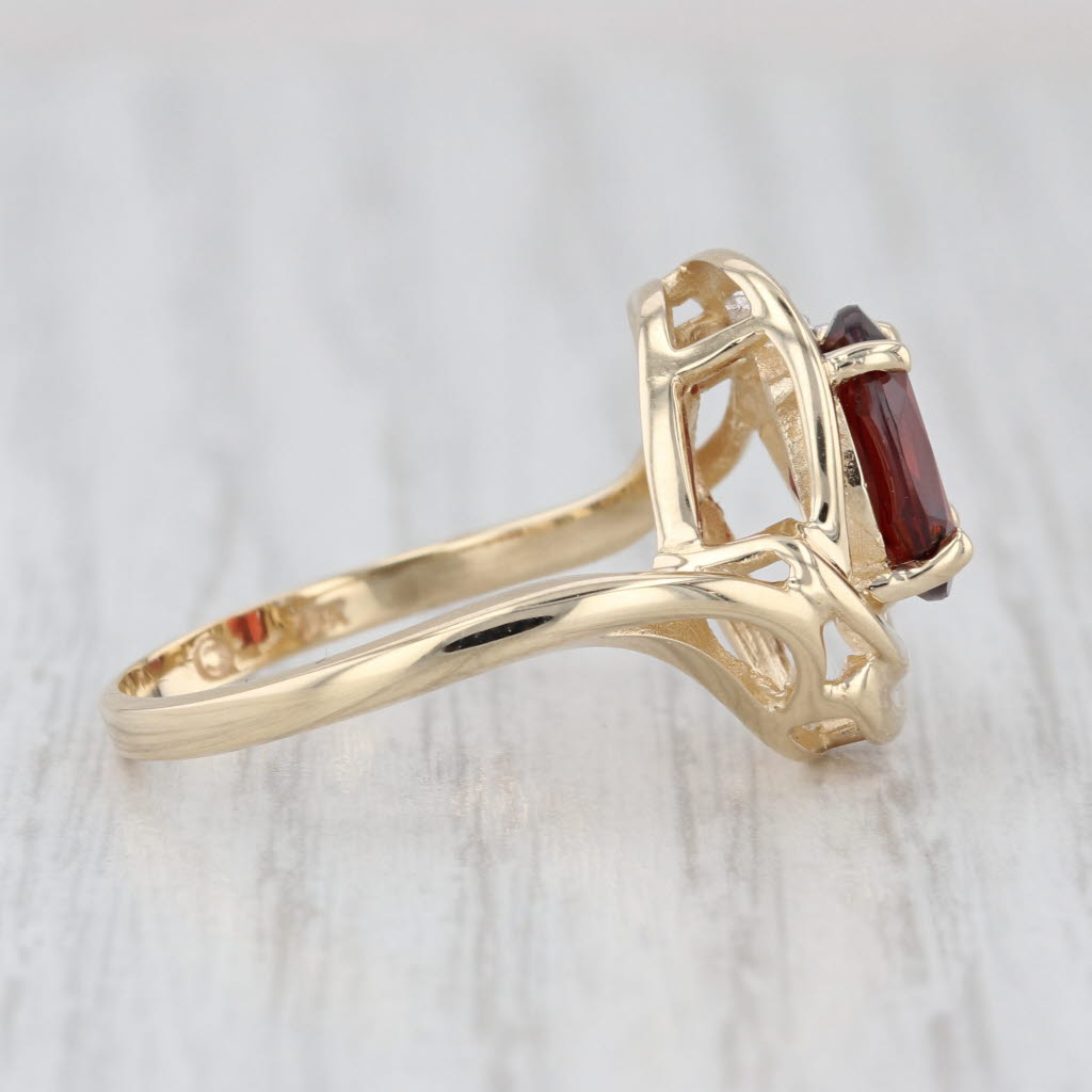 1.98ct Oval Garnet Diamond Ring 14k Yellow Gold Size 7.5 Bypass