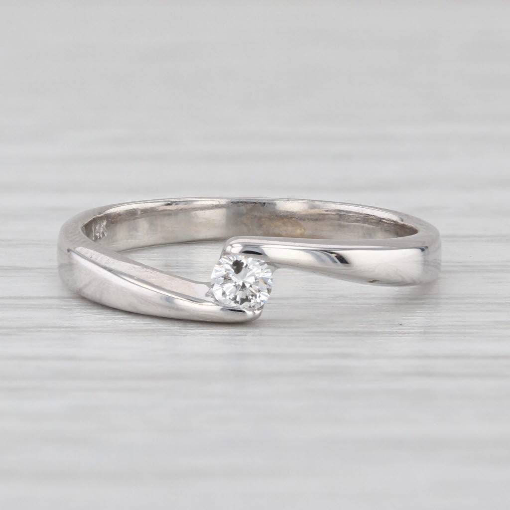 Diamond Solitaire Bypass Ring 14k White Gold Size 4.5 Stackable