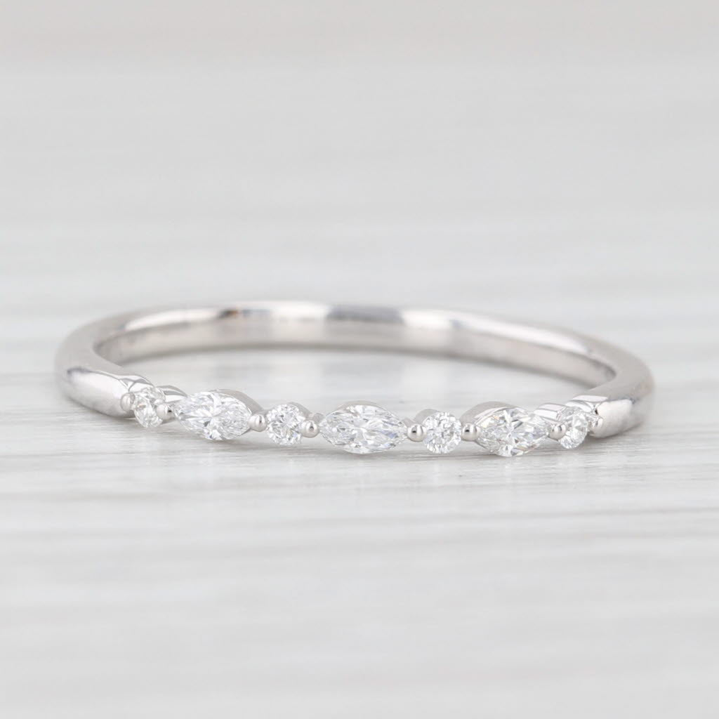Light Gray New 0.12ctw Lab Grown Diamond Wedding Band 14k White Gold Stackable Ring Sz 6.5