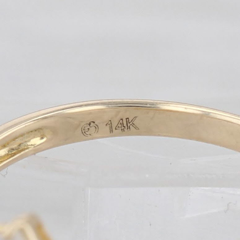 Light Gray Opal Cabochon Bypass Ring 14k Yellow Gold 3-Row 3-Stone Size 6.75