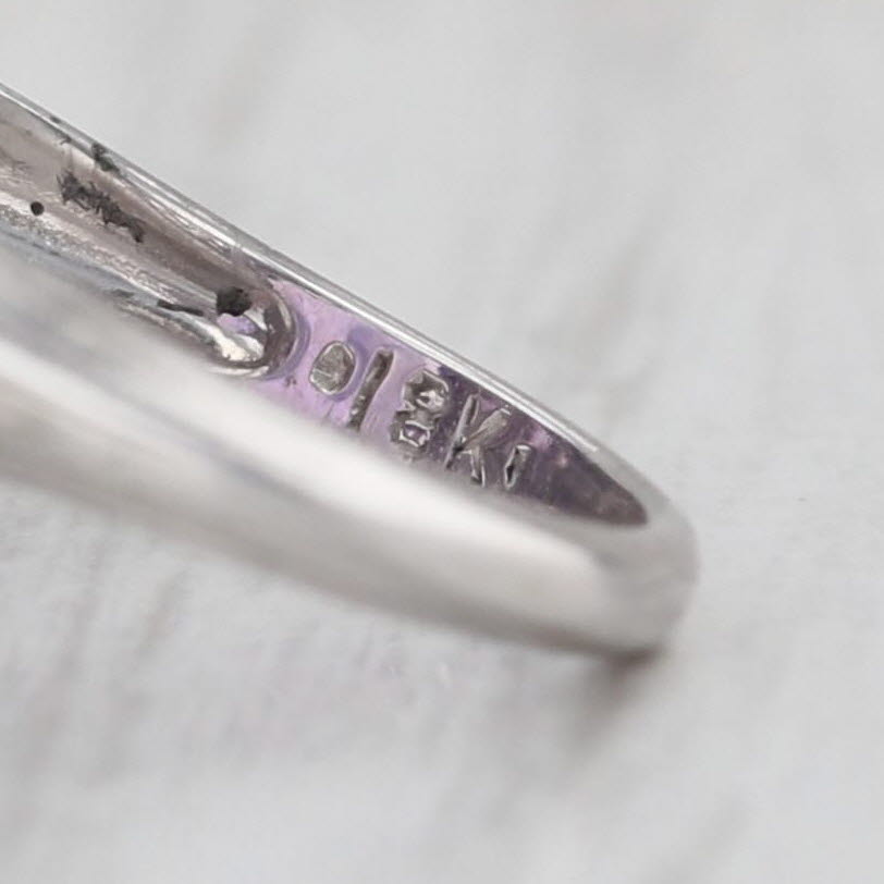 Art Deco 5ct Marquise Amethyst Solitaire Ring 18k White Gold Filigree Floral