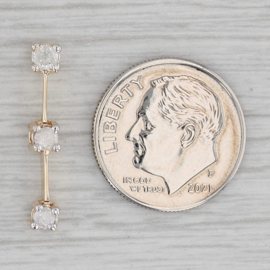 Gray 0.18ctw Diamond 3-Stone Journey Pendant 10k Yellow Gold Drop