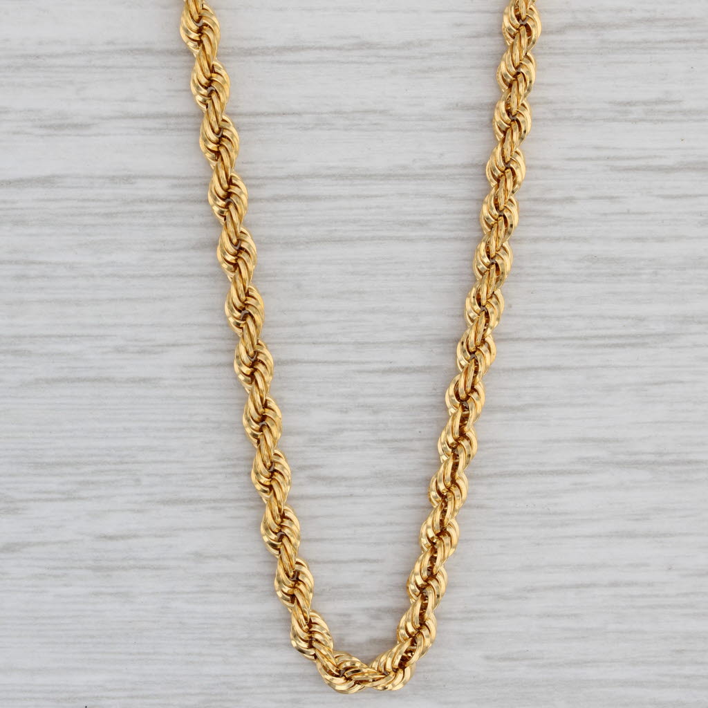 Gray 22" Rope Chain Necklace 14k Yellow Gold Lobster Clasp Milor Italy