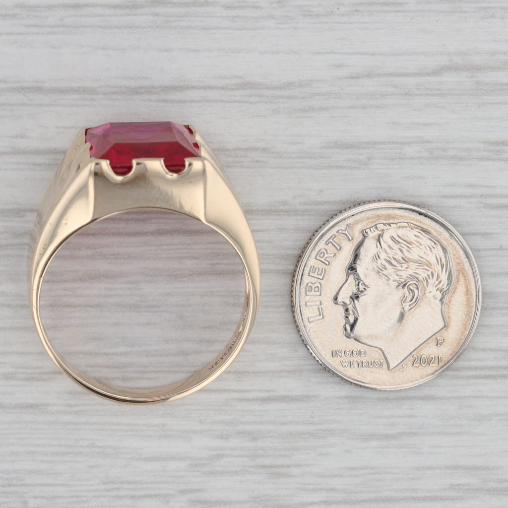 Gray Vintage 7.09ctw Lab Created Ruby Solitaire Ring 10K Yellow Gold Size 9.25