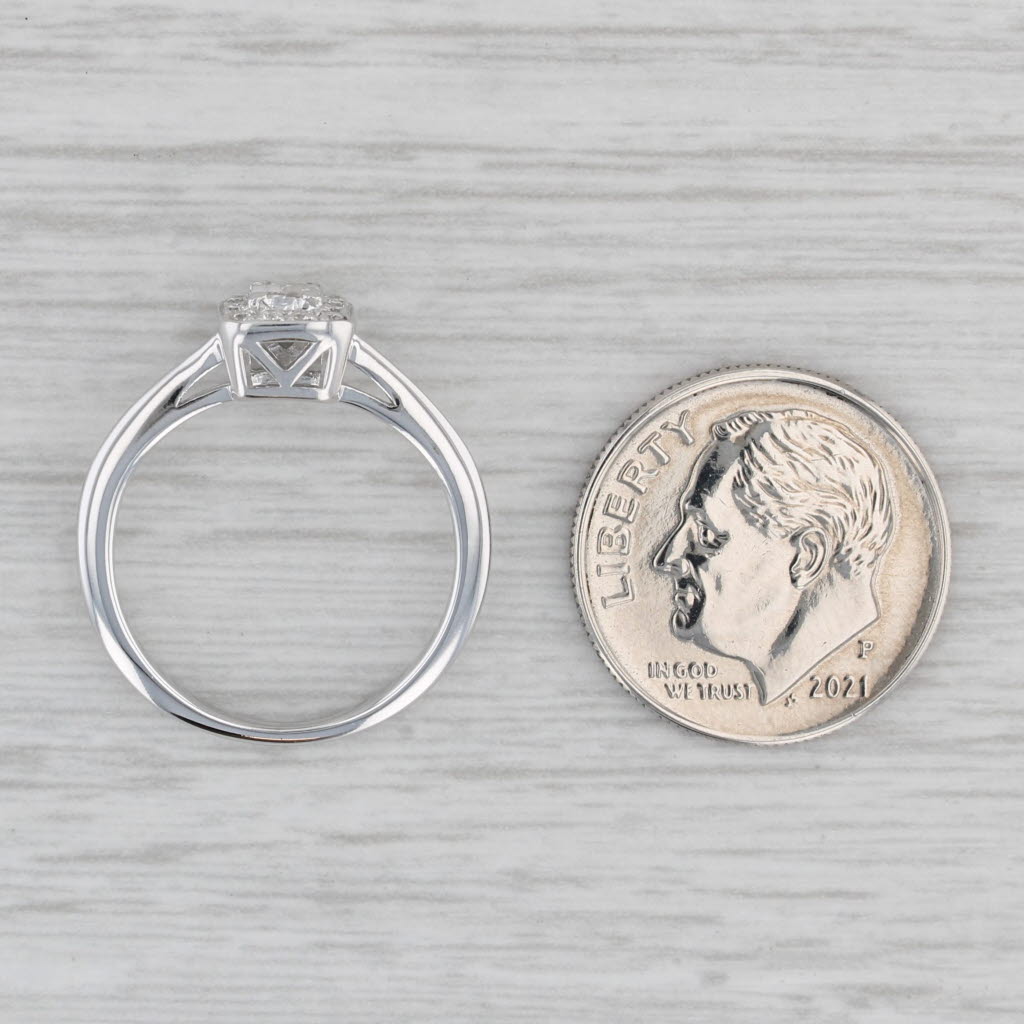 Gray 0.17ctw Diamond Halo Engagement Ring 14k White Gold Size 5