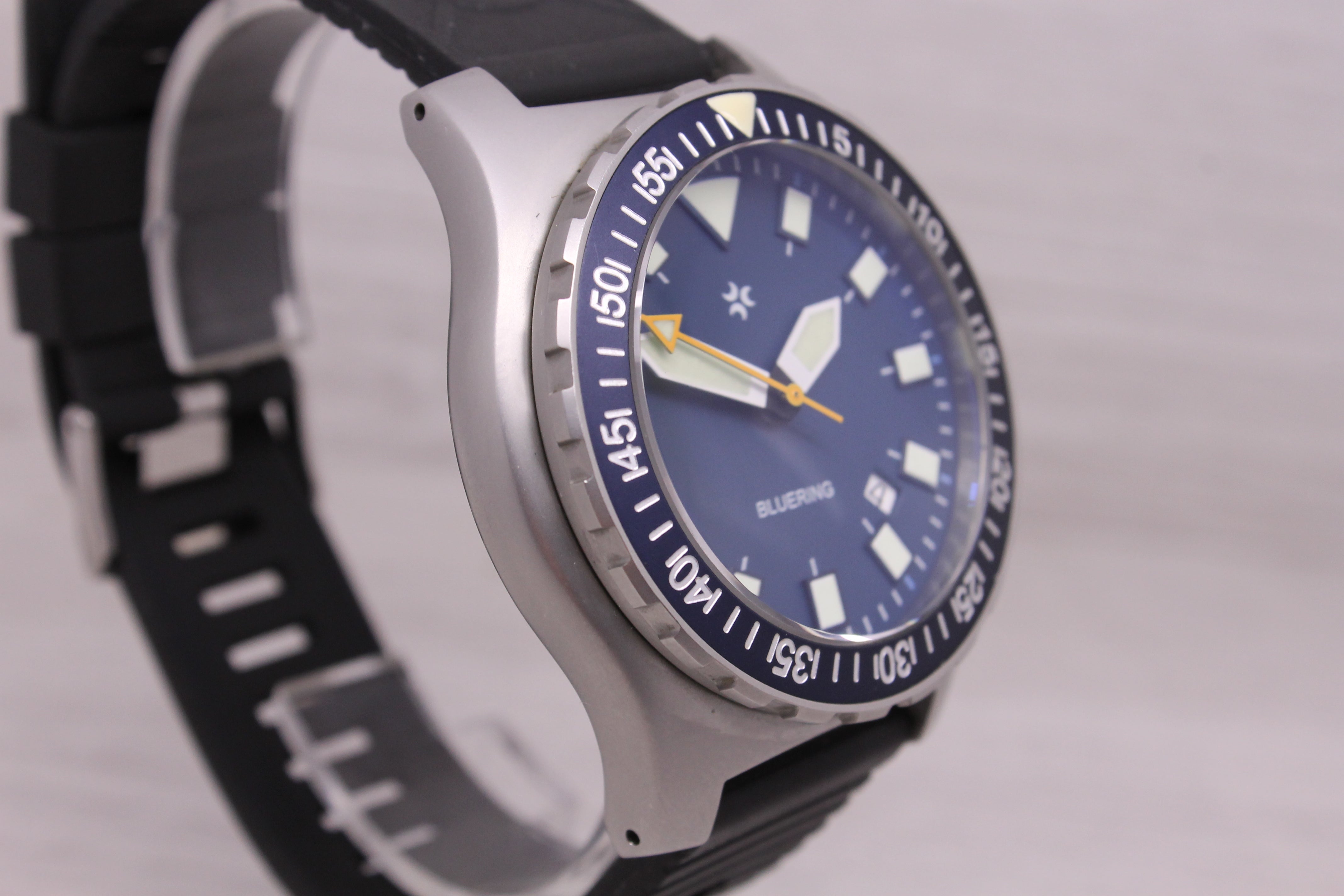 Dark Gray Halios Blue Ring 45mm Stainless Steel Automatic Divers Watch w/ Bracelet Box