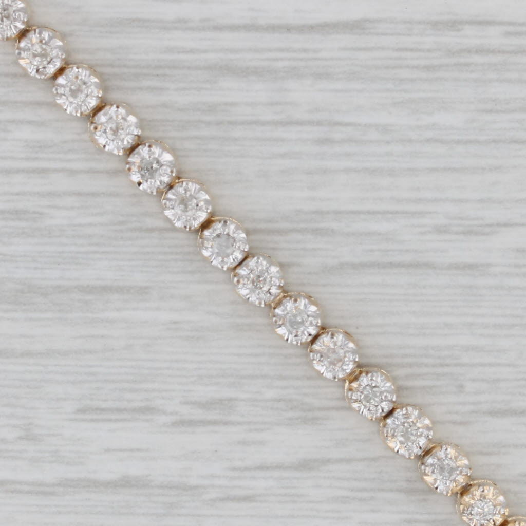 Gray 1ctw Diamond Tennis Bracelet 14k Yellow Gold 7" 3.8 mm