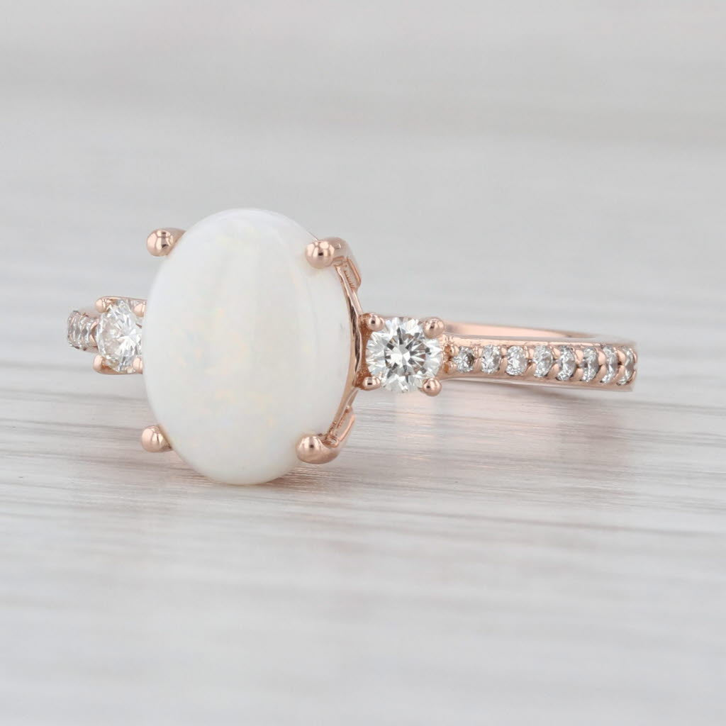 Effy Oval Opal Cabochon 0.30ctw Diamond Ring 14k Rose Gold Size 7.25