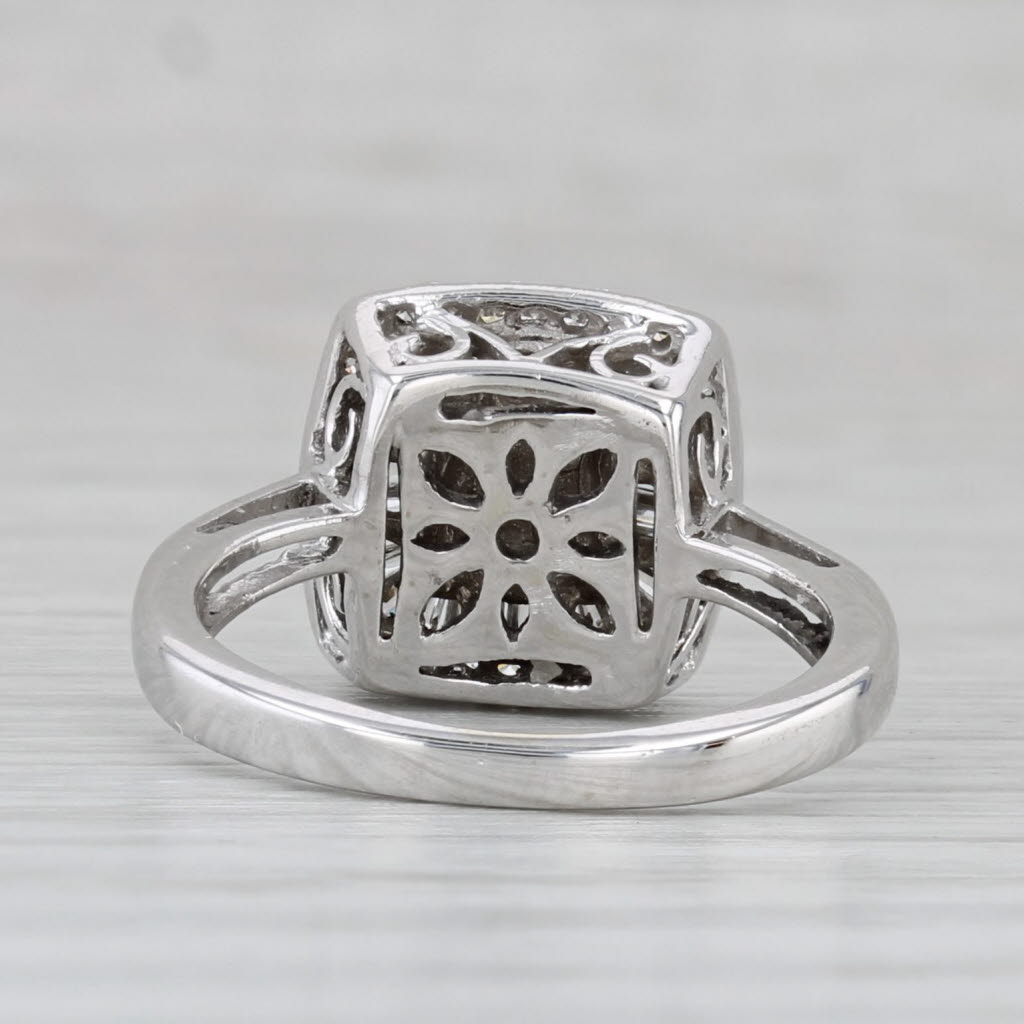 Gray 0.32tw Diamond Halo Engagement Ring 14k White Gold Size 3.75