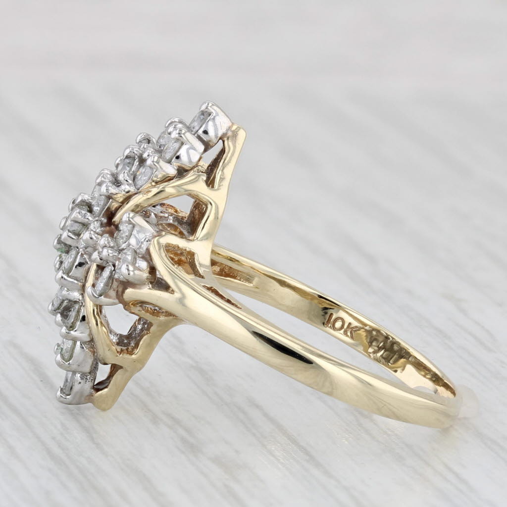 Light Gray 0.75ctw Diamond Cluster Ring 10k Yellow Gold Size 8 Cocktail