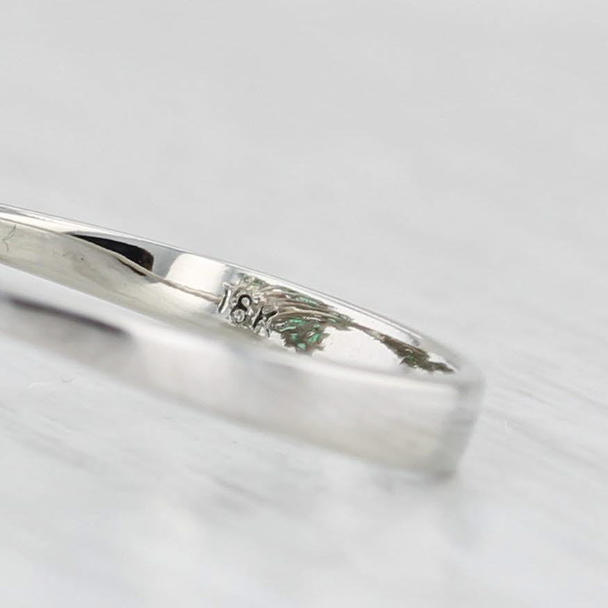 Light Gray 0.74ctw Emerald Diamond Flower Cluster Ring 18k White Gold Size 6.75