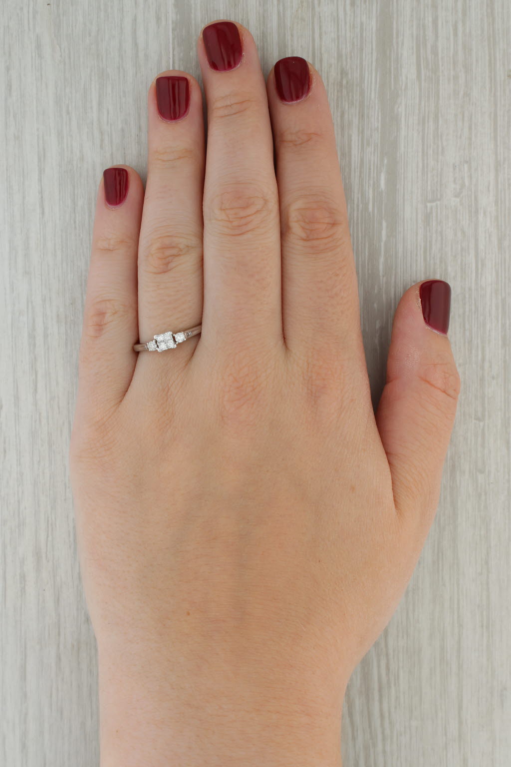 Rosy Brown 0.30ctw Princess Diamond Engagement Ring 10k White Gold Size 8.5