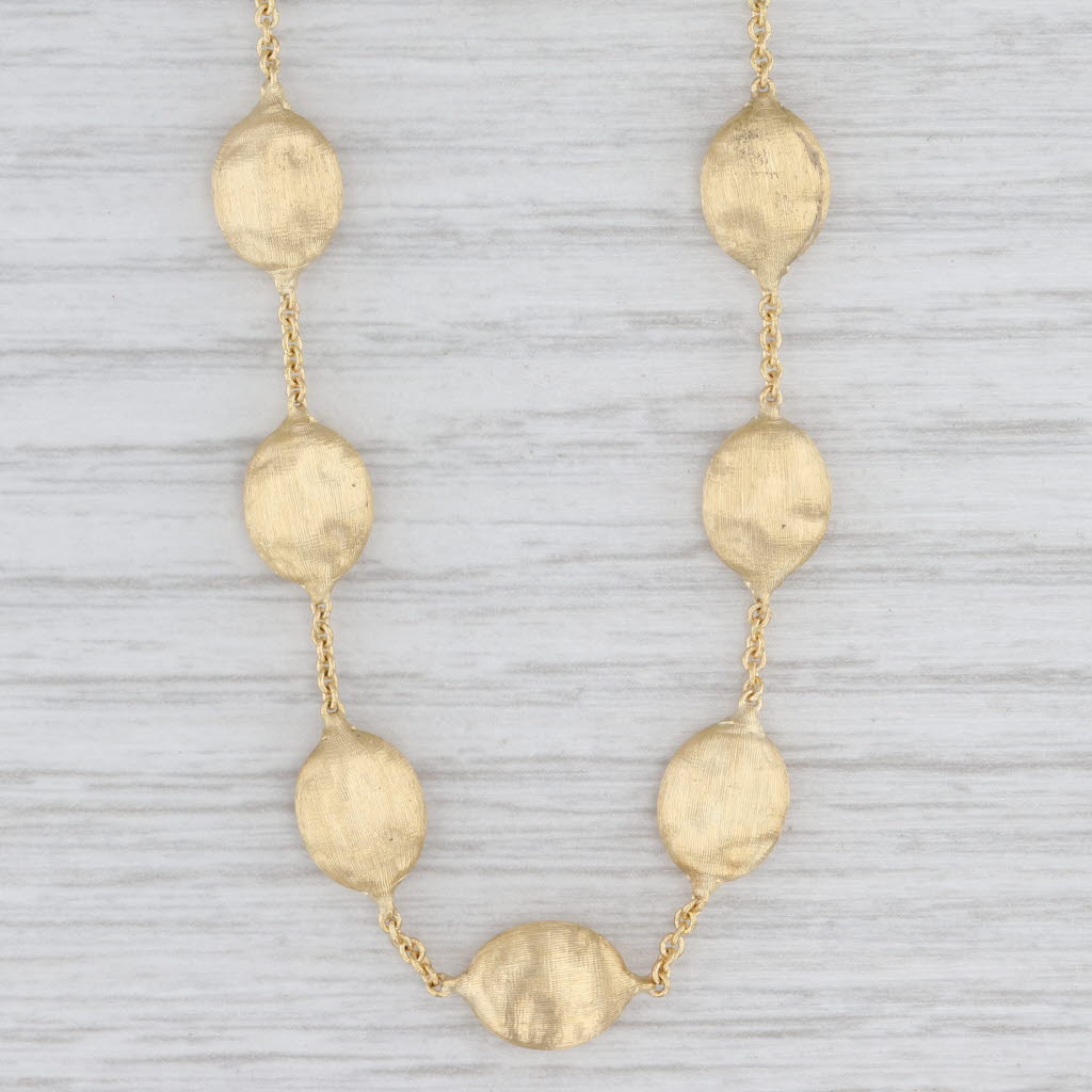 Light Gray Marco Bicego Siviglia Brushed Oval Station Cable Chain Necklace 18k Yellow Gold