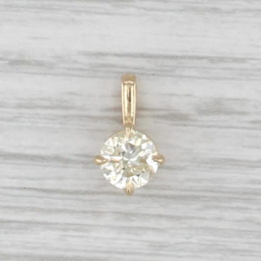 New 1.01ct Round Diamond Solitaire Pendant 14k Yellow Gold Small Drop