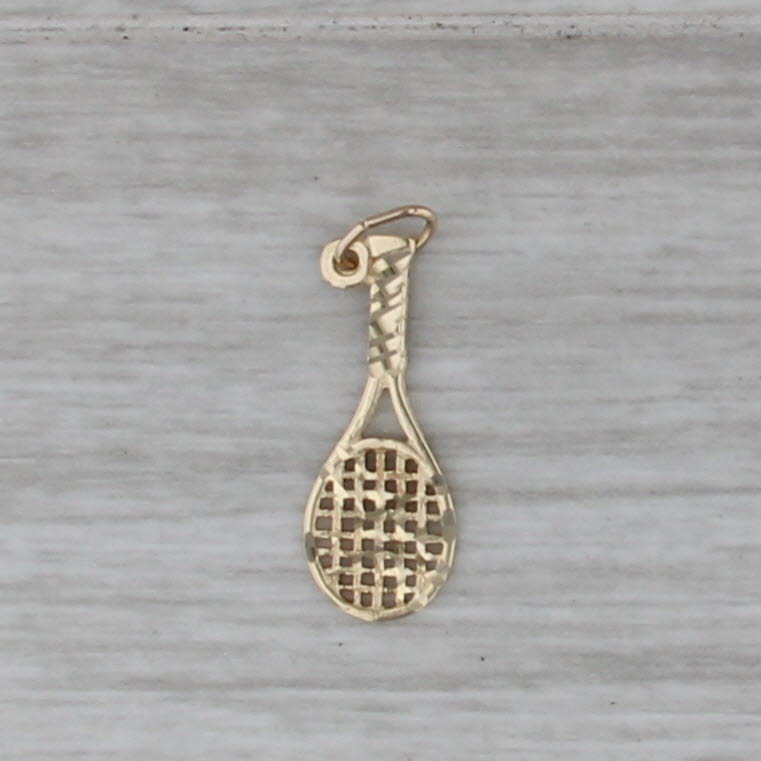 Small Tennis Racket Pendant 14k Yellow Gold Charm