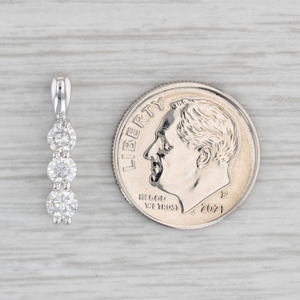 Light Gray 0.47ctw Diamond 3-Stone Journey Pendant 14k White Gold