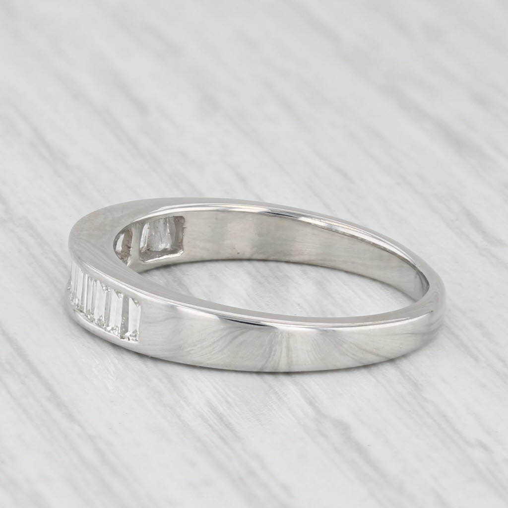Light Gray 0.54ctw Diamond Wedding Band 14k White Gold Size 6 Stackable Anniversary