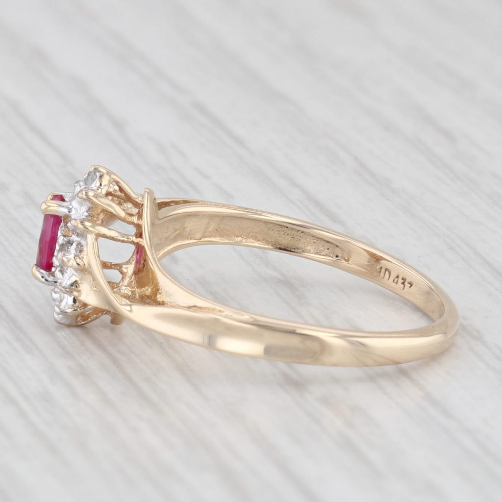 Light Gray 0.20ctw Ruby Marquise Diamond 10k Yellow Gold Size 6.75 Ring