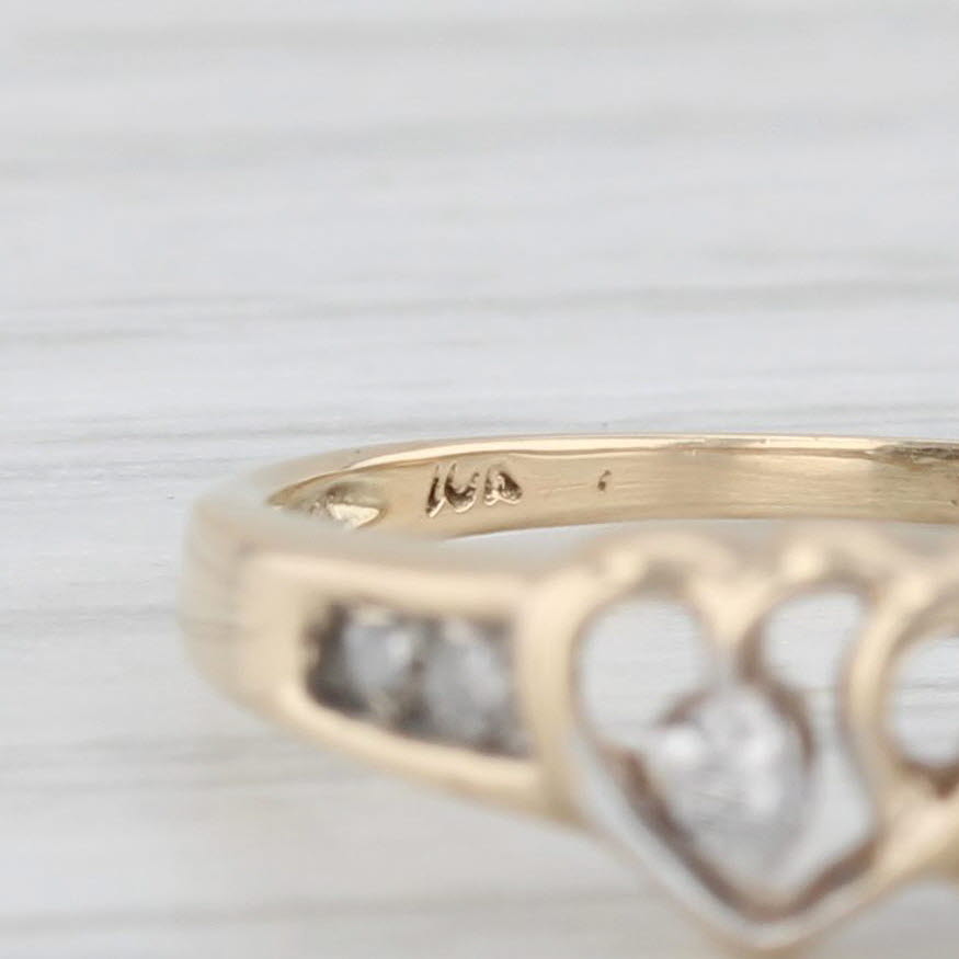 Light Gray Diamond Interlocking Hearts Ring 10k Yellow Gold Size 5 Anniversary Promise