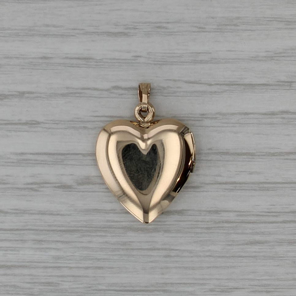 Mother of Pearl "I Love You" Heart Picture Locket Pendant 14k Yellow Gold Opens