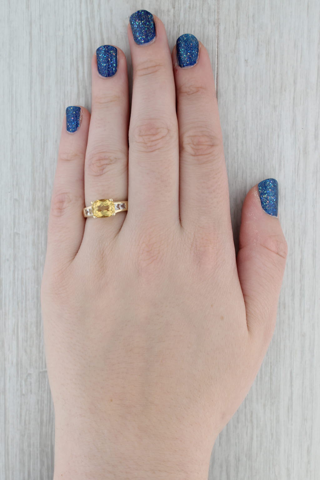 Gray 2.75ctw Yellow Heliodor White Goshenite Ring 14k Yellow Gold Size 8
