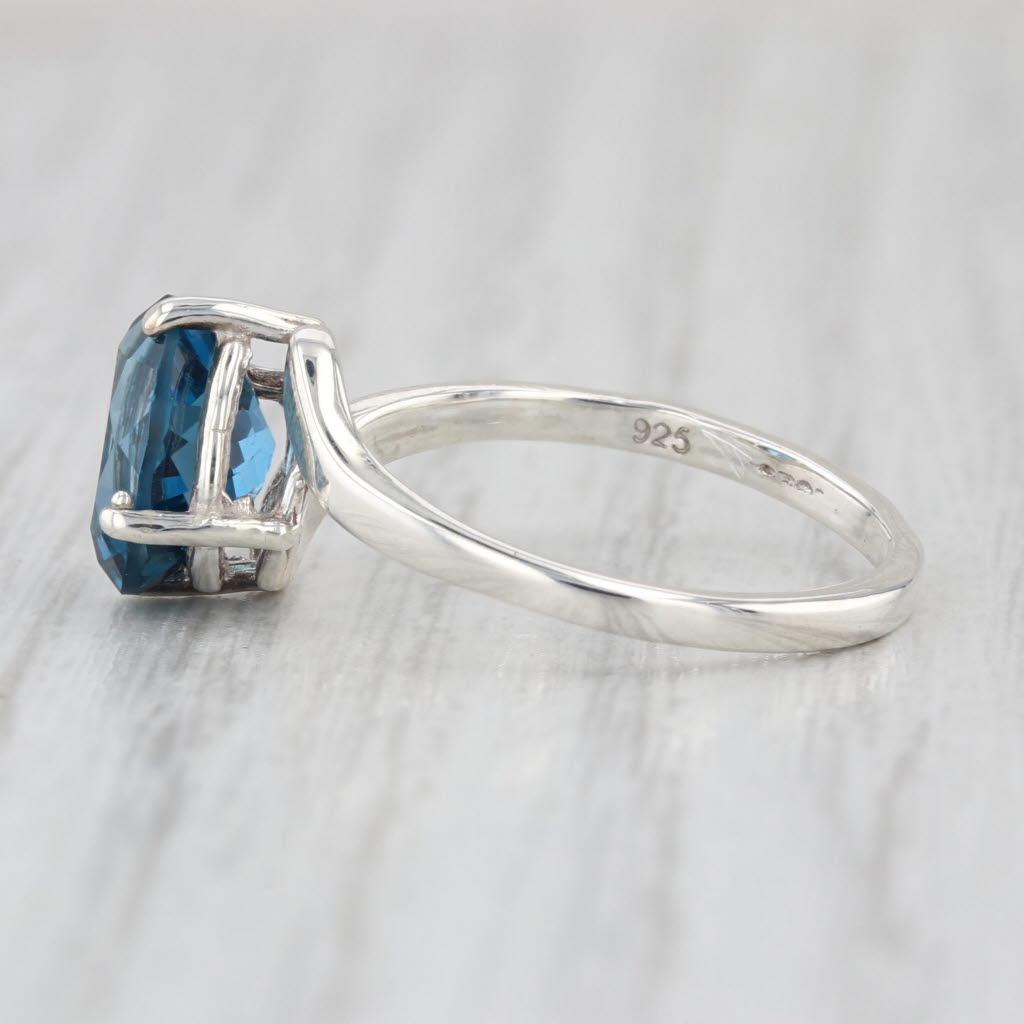 2.23ct London Blue Topaz Bypass Ring Sterling Silver Size 6.75 Oval Solitaire