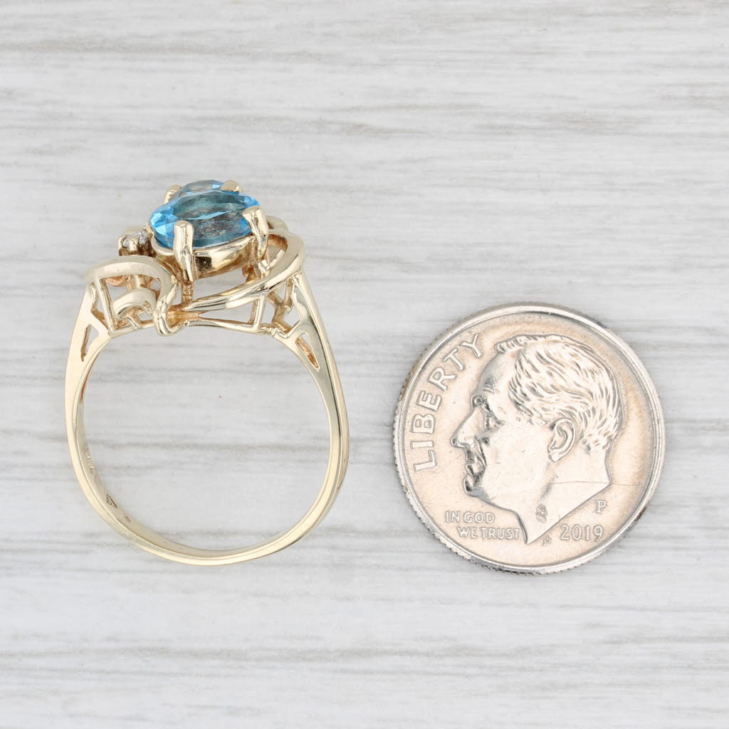 Light Gray 2.12ctw Blue Topaz Diamond Ring 14k Yellow Gold Size 6.5 Cocktail