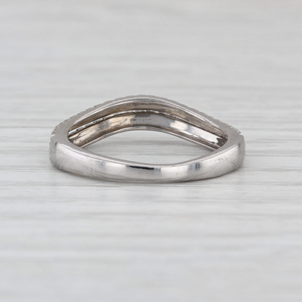 0.13ctw Diamond Double Band Ring 10k White Gold Size 4.75Wedding Ring