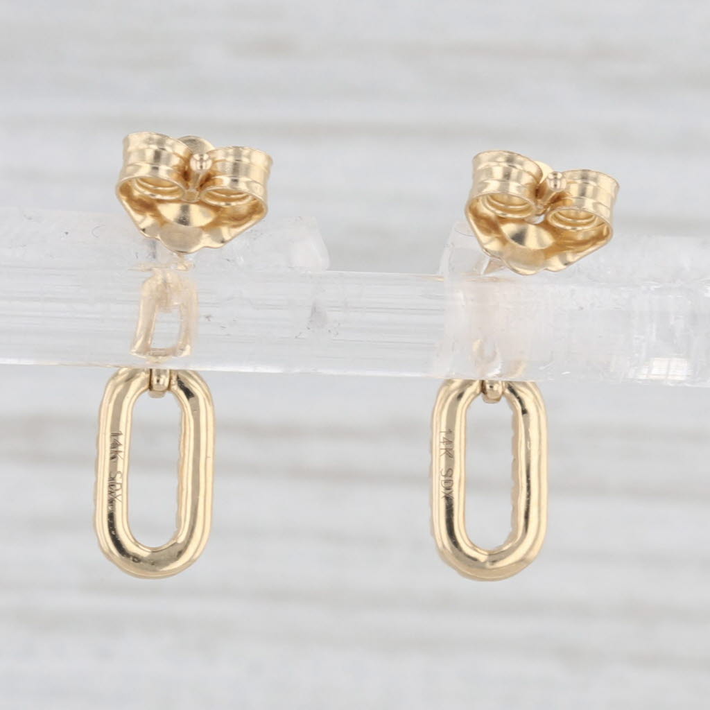 Light Gray New 0.10ctw Diamond Oval Small Drop Stud Earrings 14k Yellow Gold