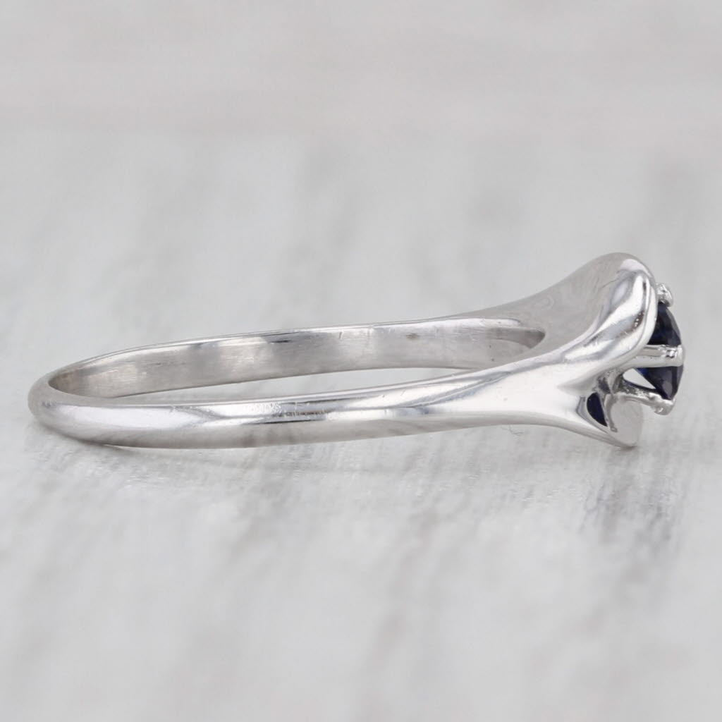 Vintage Traub Orange Blossom 0.20ct Lab Created Sapphire Ring 14k White Gold