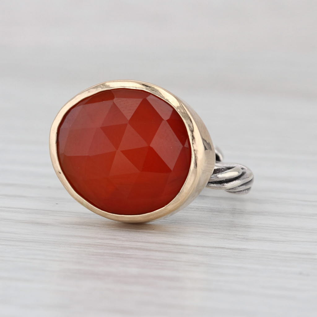 Jes Maharry Always Grateful Orange Carnelian Ring Sterling Silver 14k Gold