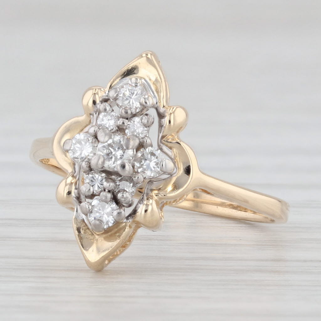 Light Gray Vintage 0.20ctw Diamond Cluster Ring 14k Yellow Gold Size 6